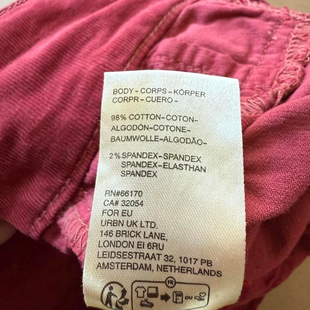 Free People We The Free Red Corduroy Flare Pants Womens 27 Boho Bell Bottom